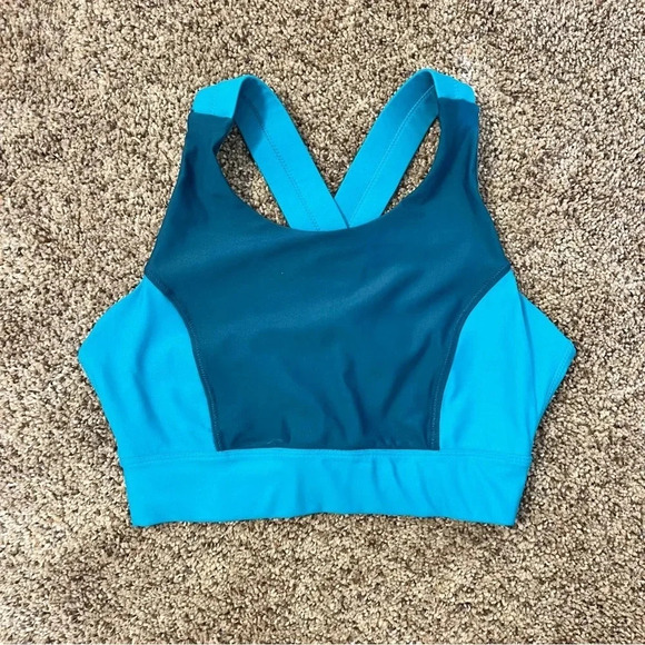 UV SKINZ‎ active Swim Top Bra Women's Size Small Padded Cups Blue Teal UPF 50 - Picture 2 of 15